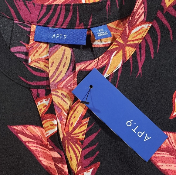 Apt 9 NWT Floral Pleat Back Button Down Sleeveless Shirt Size XS - Picture 5 of 13